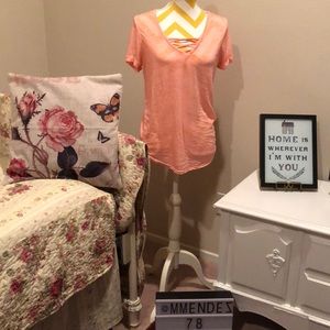 Salmon/orange top. Sheerish size large no tag